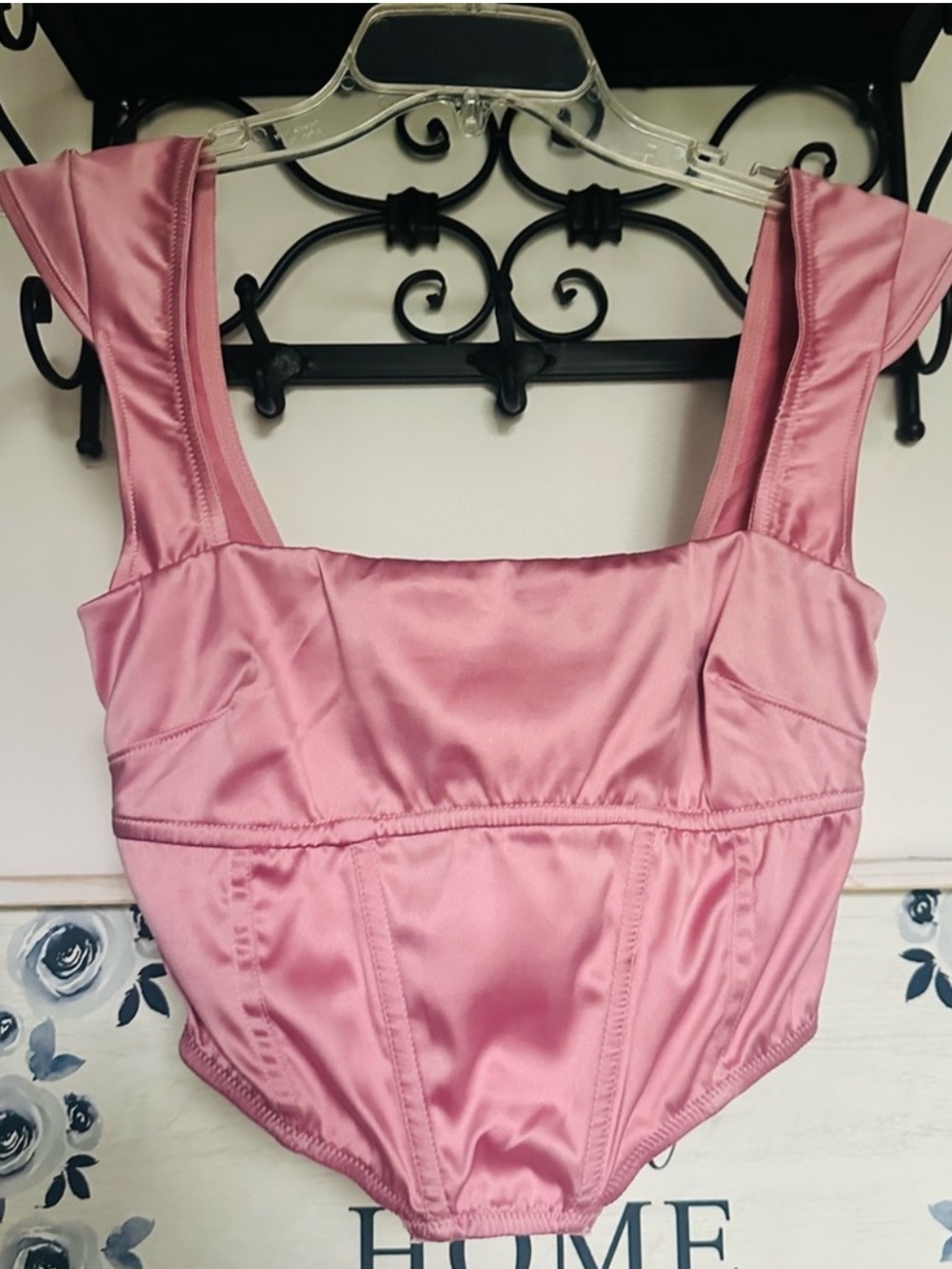 Urban Outfitters Out From Under Dusty Rose Satin Corset Top NWT